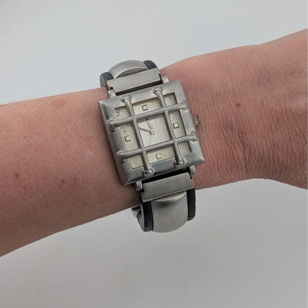 SPACE Y2K Industrial Cyberpunk Cage Dial Chunky Statement Watch 32mm 7.25